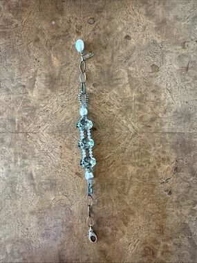 Lulu-B Clear Crystal and Silver with Pearl Accent  Bracelet